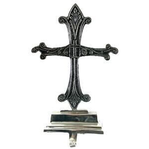 Vintage Metal Cross Stocking Holder Mantel Hanger 11” Ornate Gothic Design